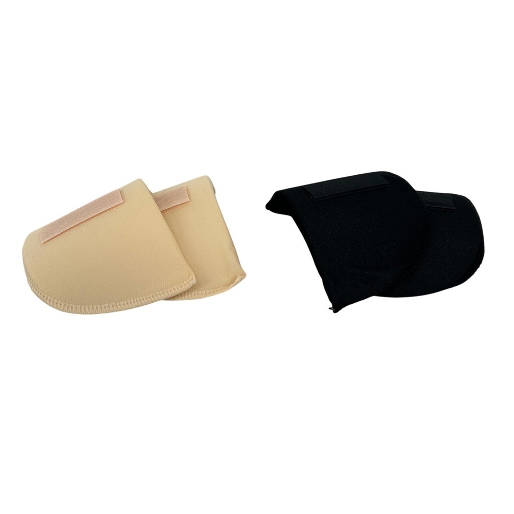2 Pairs Foam Shoulder Pads Black and Beige Nude Hook and Loop Fastener Set